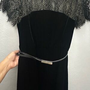 Jessica Simpson Velvet Black Dress with Metallic Lace